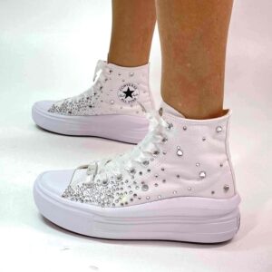 Converse All Star Personalizzate Move Platform Sposa Pioggia di Strass