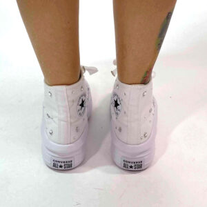 Converse All Star Personalizzate Move Platform Sposa Pioggia di Strass