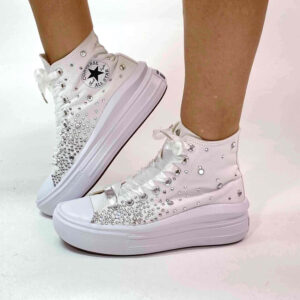 Converse All Star Personalizzate Move Platform Sposa Pioggia di Strass