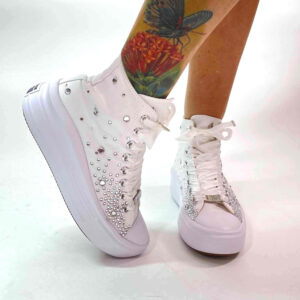 Converse All Star Personalizzate Move Platform Sposa Pioggia di Strass