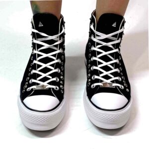 Converse All Star Personalizzate Platform Nera con Borchie Argento