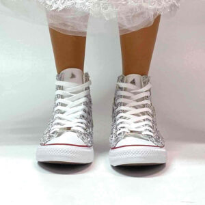 Converse All Star Personalizzate Sposa Glitter, Catene Argento e Strass