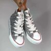Converse All Star Platform Personalizzate Bambino Glitter Argento con Borchie a Stella