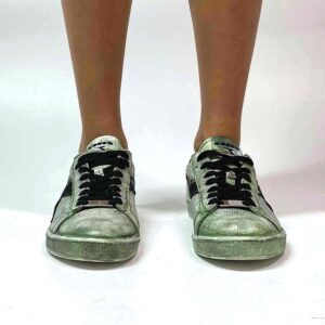 Diadora Delavé Verde Militare Logo Camouflage, Borchie Satinate e Lacci Neri