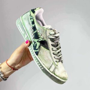 Diadora Delavé Verde Militare Logo Camouflage e Borchie Satinate