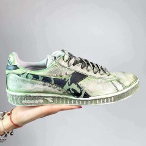 Diadora Delavé Verde Militare Logo Camouflage e Borchie Satinate