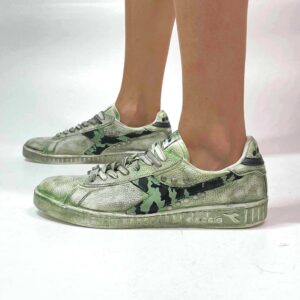 Diadora Delavé Verde Militare Logo Camouflage e Borchie Satinate