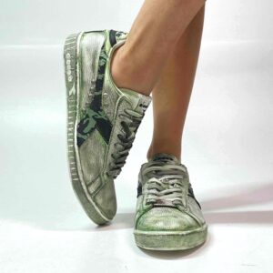 Diadora Delavé Verde Militare Logo Camouflage e Borchie Satinate