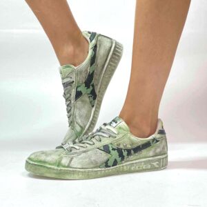Diadora Delavé Verde Militare Logo Camouflage e Borchie Satinate