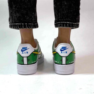 Nike Air Force 1 Custom Cartoon Dipinte A Mano Verde e Giallo