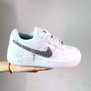 Nike Air Force 1 Shadow Custom Swoosh Intercambiabile Glitter Argento
