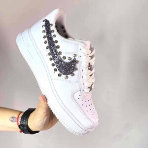 Nike Air Force One Custom Glitter Antracite e Borchie