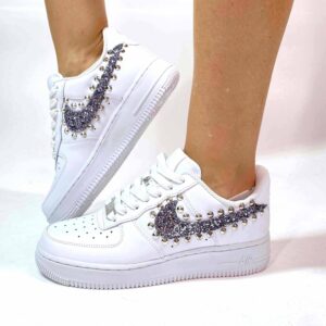 Nike Air Force One Custom Glitter Antracite e Borchie