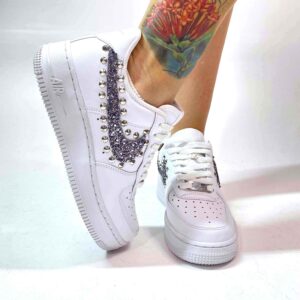 Nike Air Force One Custom Glitter Antracite e Borchie