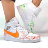 Nike Jordan 1 Custom Dipinta a Mano Arancio e Verde Fluo