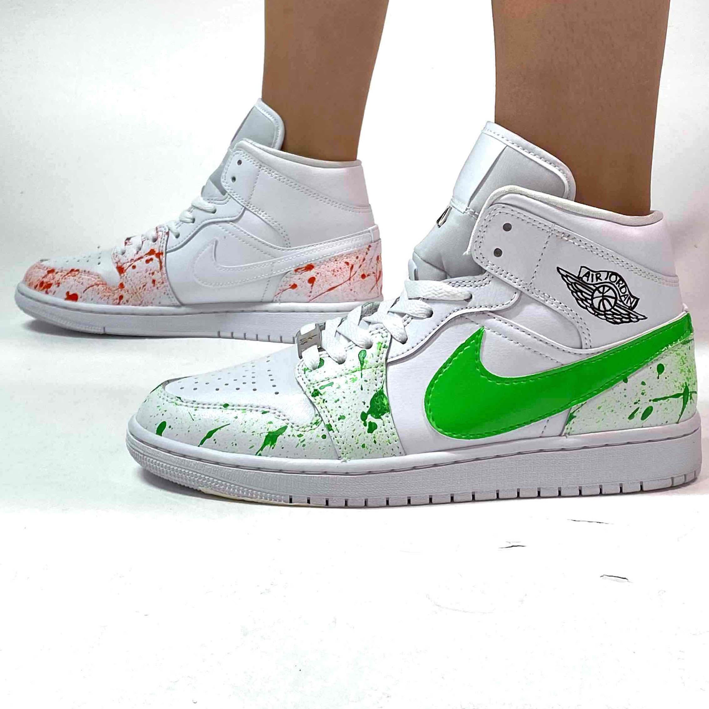 Nike Jordan 1 Custom Arancio e Verde Fluo LLab Scarpe Personalizzate