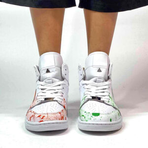 Nike Jordan 1 Custom Dipinta a Mano Arancio e Verde Fluo