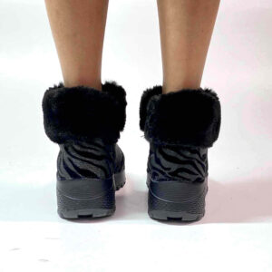 Skechers Stivaletti Uno Rugged-Fall Air Personalizzate Base Nera, Dettaglio Zabrato Velluto e Glitter Nero