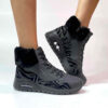 Skechers Stivaletti Uno Rugged-Fall Air Personalizzate Base Nera, Dettaglio Zabrato Velluto e Glitter Nero