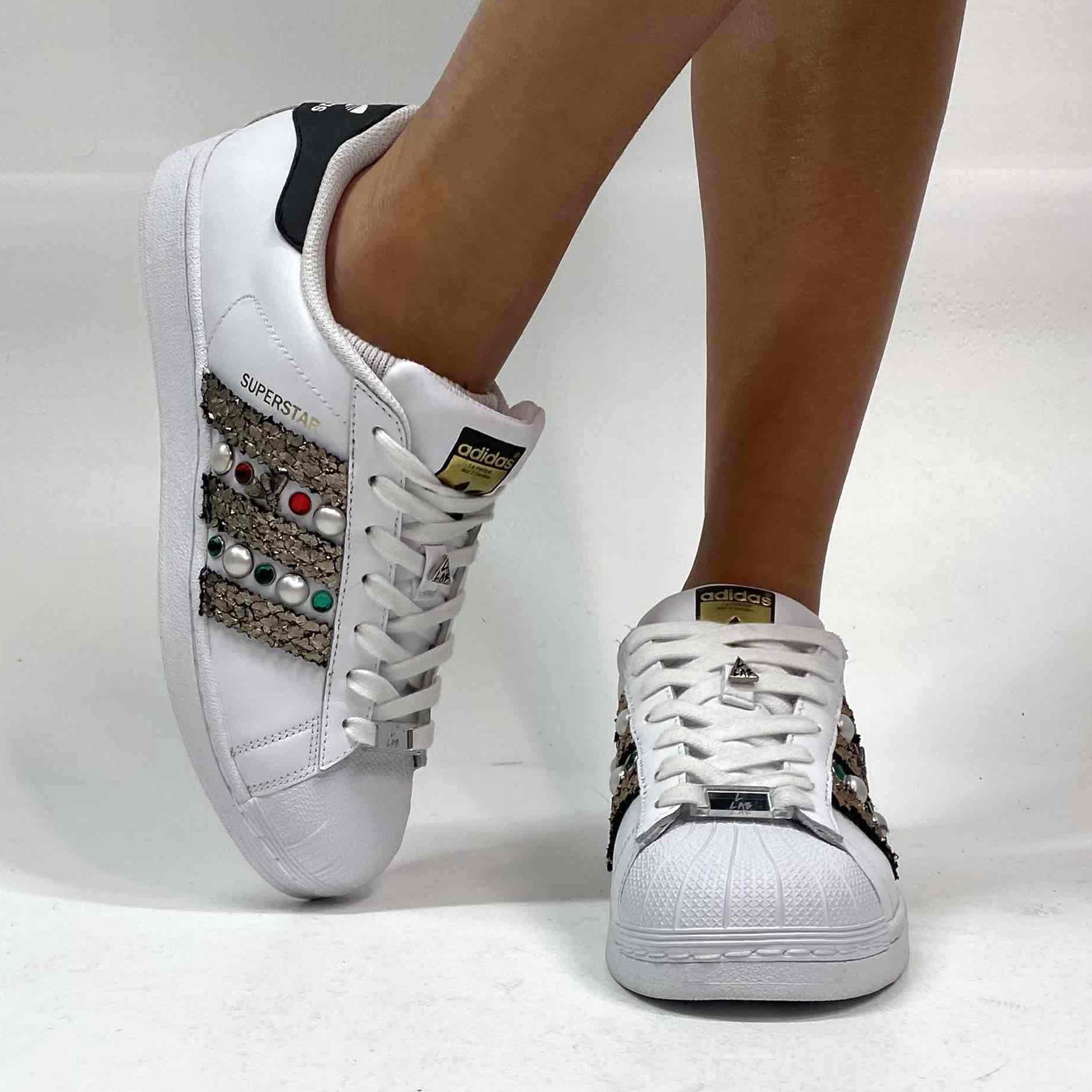 Adidas Superstar Personalizzate Borchie, Pietre & Perle – Ape