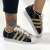Adidas Superstar Personalizzate Camouflage, Glitter Oro e Borchie