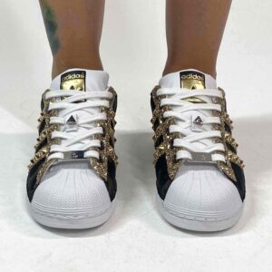 Adidas Superstar Personalizzate Camouflage, Glitter Oro e Borchie