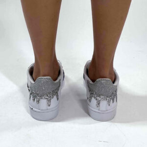 Adidas Superstar Personalizzate Glitter e Borchie Azzurro Tempesta