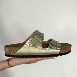 Birkenstock Arizona Personalizzate Base Oro Perle e Strass