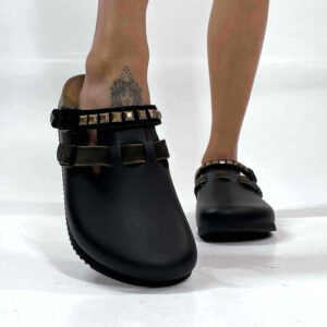 Birkenstock Kay SL Personalizzate Cinturino Verde e Borchie Quadrate
