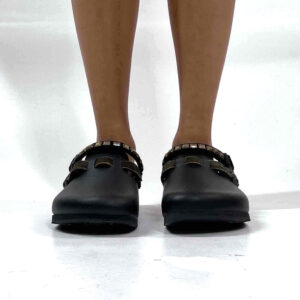 Birkenstock Kay SL Personalizzate Cinturino Verde e Borchie Quadrate