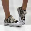 Converse All Star Personalizzate Low Platform Raffia Zig Zag e Inserti Lurex Nero