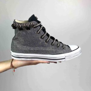 Converse All Star Personalizzate Lurex Argento & Strass “Stardust”