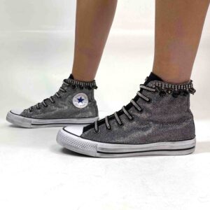 Converse All Star Personalizzate Lurex Argento & Strass “Stardust”