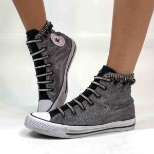 Converse All Star Personalizzate Lurex Argento & Strass “Stardust”