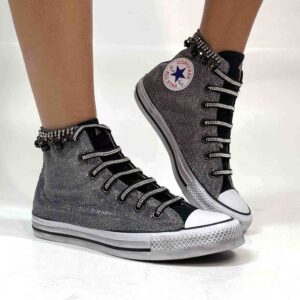 Converse All Star Personalizzate Lurex Argento & Strass “Stardust”