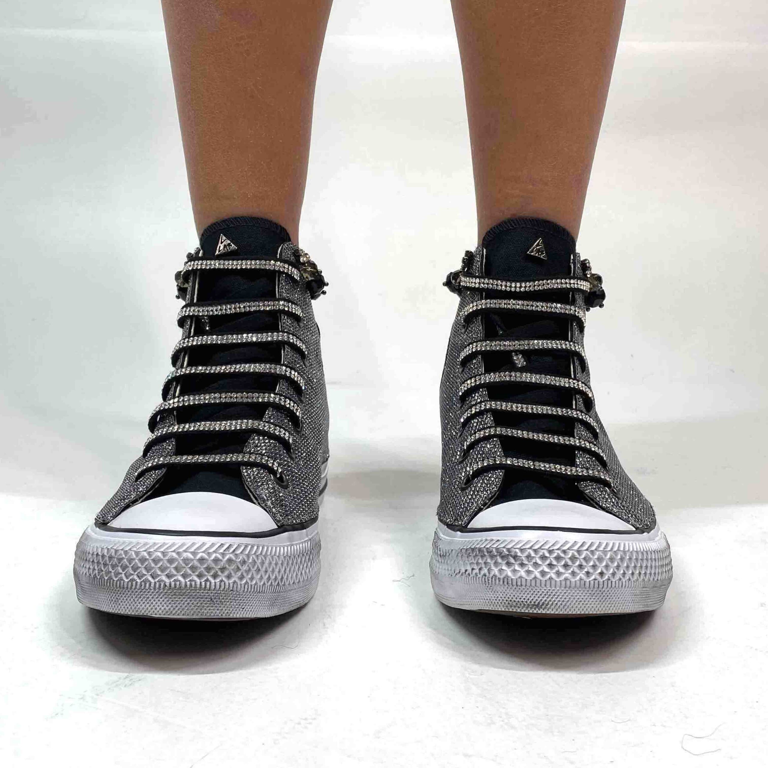 Converse All Star Personalizzate Lurex Argento & Strass “Stardust”