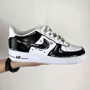 Nike Air Force One Custom Cartoon Dipinte A Mano Total Black