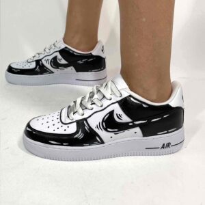 Nike Air Force One Custom Cartoon Dipinte A Mano Total Black