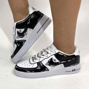Nike Air Force One Custom Cartoon Dipinte A Mano Total Black