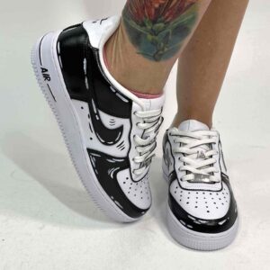 Nike Air Force One Custom Cartoon Dipinte A Mano Total Black