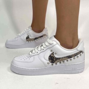 Nike Air Force One Custom Doppio Baffo Squamato e Borchie