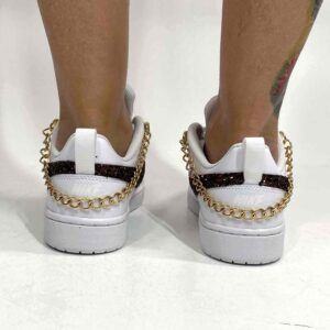 Nike Court Borough Low Custom Swoosh Glitter Bronzo, Catene e Fiocco Oro