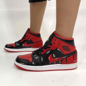 Nike Jordan 1 Custom Cartoon Dipinta A Mano Rosso e Nero – Vol. 2
