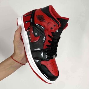 Nike Jordan 1 Custom Cartoon Dipinta A Mano Rosso e Nero – Vol. 2