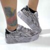 Puma Platform Custom Delavè Borchie, Perle e Sporcatura Nera