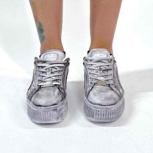 Puma Platform Custom Delavè Borchie, Perle e Sporcatura Nera