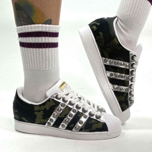 Adidas Superstar Personalizzate Camouflage Nero