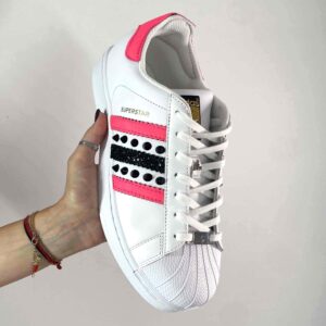 Adidas Superstar Personalizzate Fucsia, Nero e Borchie Nere