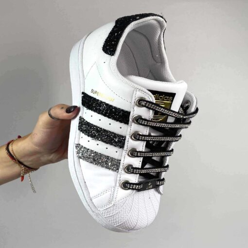 Adidas Superstar Personalizzate Glitter & Lacci Strass – Eclipse Luxury