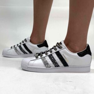 Adidas Superstar Personalizzate Glitter & Lacci Strass – Eclipse Luxury